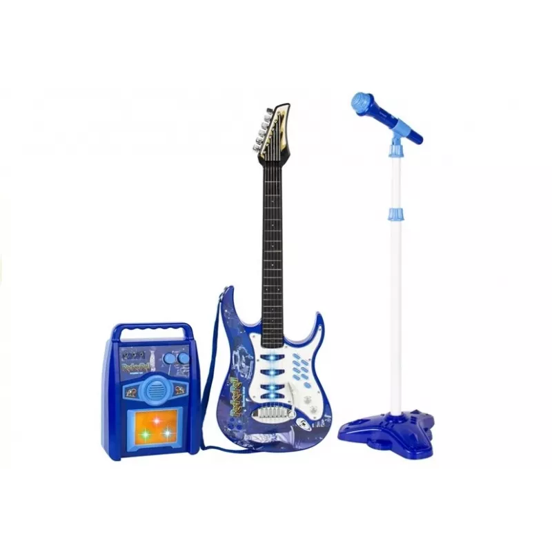 LEAN TOYS Zestaw muzyczny dla dzieci: gitara, wzmacniacz, mikrofon z wejściem MP3 - 3+ lat