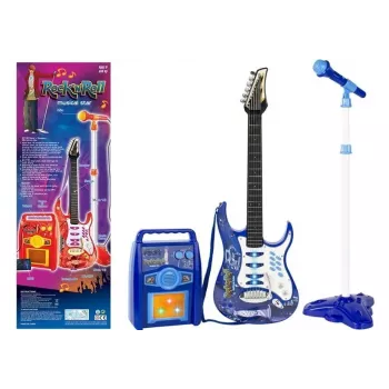 LEAN TOYS Zestaw muzyczny dla dzieci: gitara, wzmacniacz, mikrofon z wejściem MP3 - 3+ lat