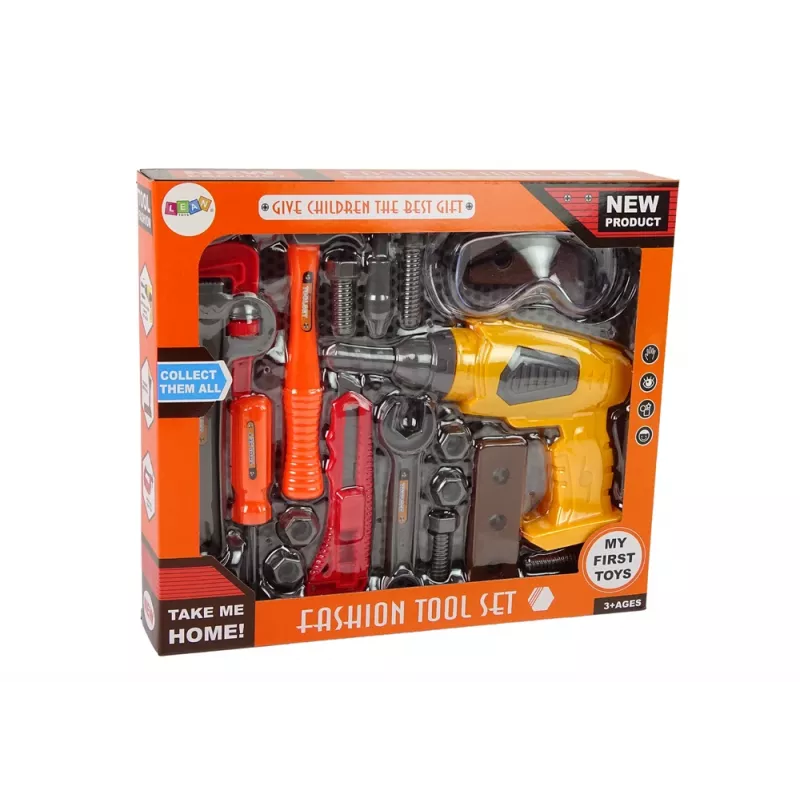 LEAN TOYS Duży zestaw narzędzi DIY + wiertarka akumulatorowa dla majsterkowiczów