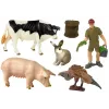 LEAN TOYS Duży zestaw figurek zwierząt gospodarskich + rolnik i zagroda 10 elementów