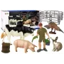 LEAN TOYS Duży zestaw figurek zwierząt gospodarskich + rolnik i zagroda 10 elementów