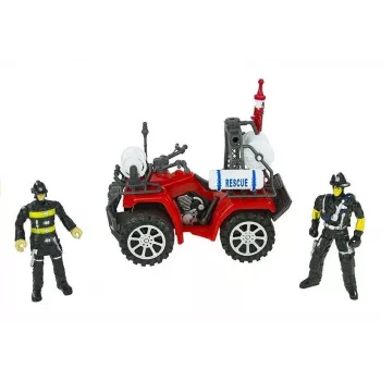 LEAN TOYS Duży zestaw straży pożarnej z wozem strażackim, figurkami i hełmem quad dla dzieci