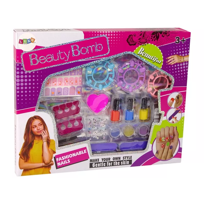 LEAN TOYS Duży zestaw do malowania paznokci Lakiery Naklejki Separatory