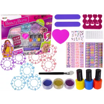 LEAN TOYS Duży zestaw do malowania paznokci Lakiery Naklejki Separatory