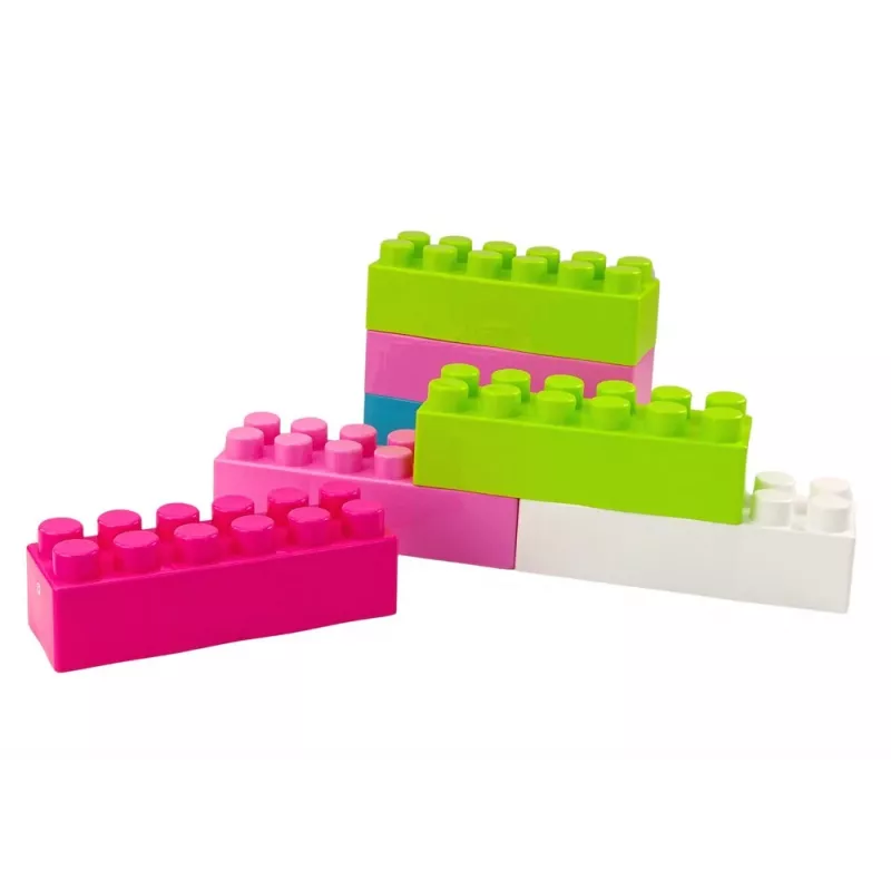LEAN TOYS Duże podłużne klocki konstrukcyjne w woreczku z kolorowymi naklejkami – 20 sztuk