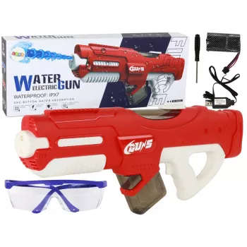 LEAN TOYS Duży czerwony pistolet na wodę 750ml z okularami