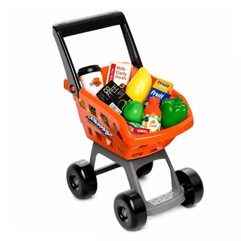 LEAN TOYS Duży zestaw kasowy z wózkiem sklepowym - 60 elementów z dźwiękami, światłami i akcesoriami, zabawka do odgrywania ról dla dzieci 3+