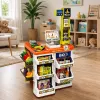 LEAN TOYS Duży zestaw kasowy z wózkiem sklepowym - 60 elementów z dźwiękami, światłami i akcesoriami, zabawka do odgrywania ról dla dzieci 3+