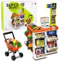 LEAN TOYS Duży zestaw kasowy z wózkiem sklepowym - 60 elementów z dźwiękami, światłami i akcesoriami, zabawka do odgrywania ról dla dzieci 3+