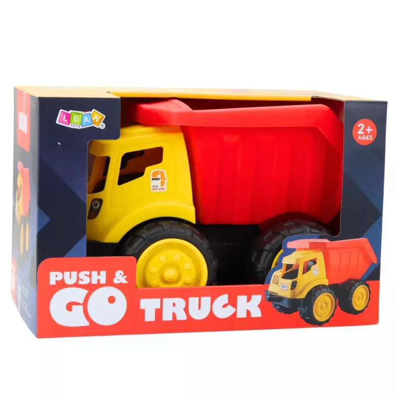 LEAN TOYS Duża wywrotka dla dzieci, piaskowa maszyna budowlana, czerwono-żółta