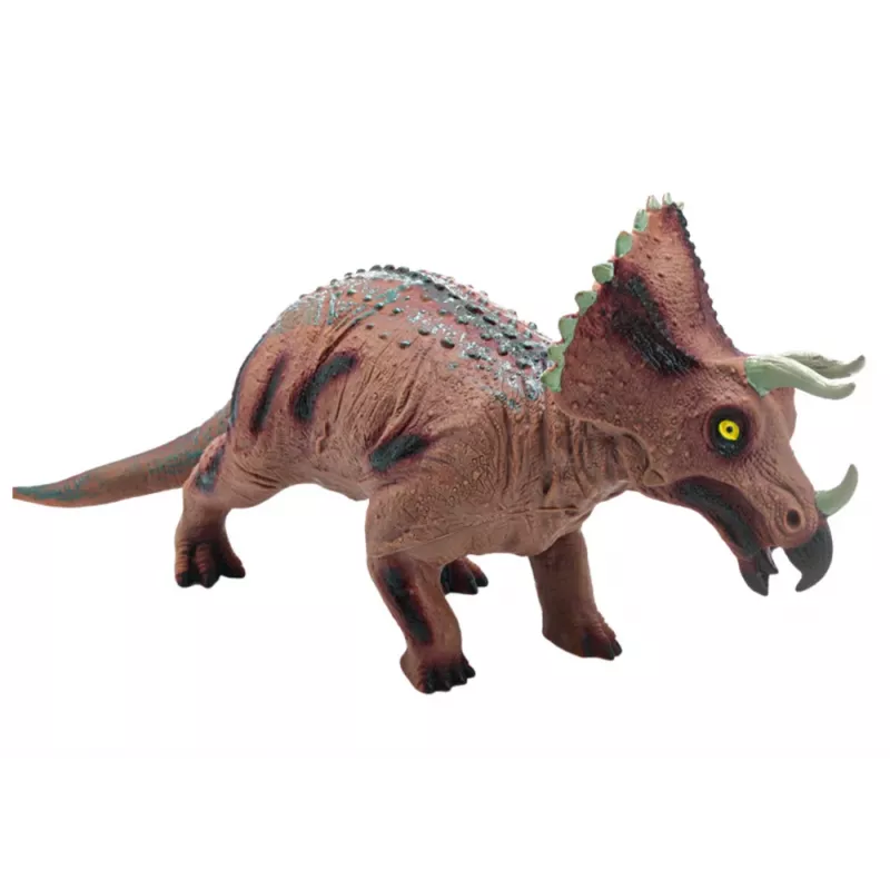 LEAN TOYS Duża figurka triceratopsa z dźwiękiem 36 cm brązowa