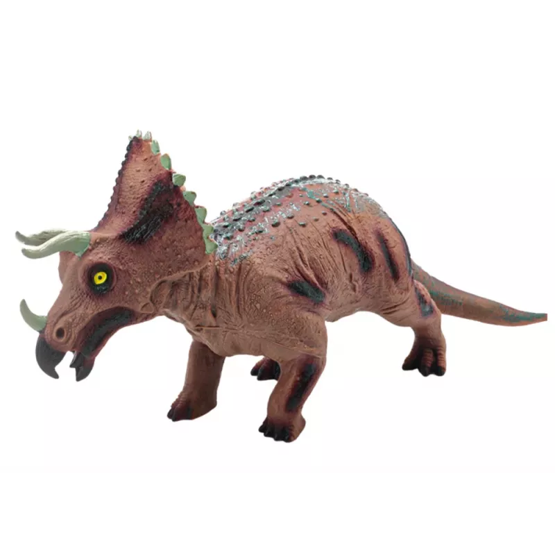 LEAN TOYS Duża figurka triceratopsa z dźwiękiem 36 cm brązowa