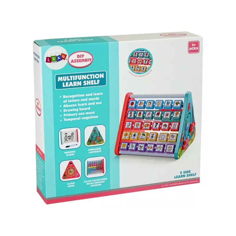 LEAN TOYS Półka edukacyjna Trójkąt Liczniki Litery Przedmioty Zwierzęta