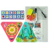 LEAN TOYS Półka edukacyjna Trójkąt Liczniki Litery Przedmioty Zwierzęta