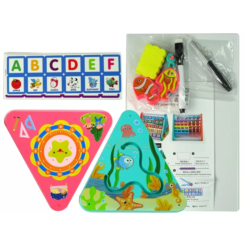 LEAN TOYS Półka edukacyjna Trójkąt Liczniki Litery Przedmioty Zwierzęta
