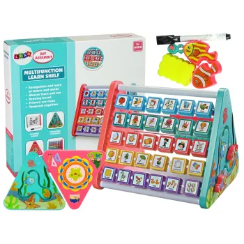 LEAN TOYS Półka edukacyjna Trójkąt Liczniki Litery Przedmioty Zwierzęta