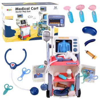 LEAN TOYS Zestaw Małego Doktora Wózek Medyczny RTG EKG Światła Różowy 16 szt.