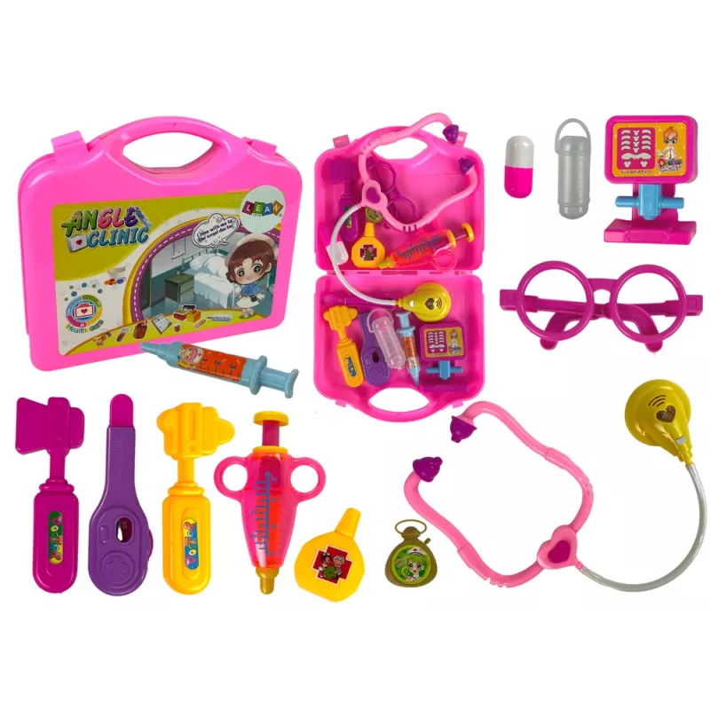 LEAN TOYS Little Doctor Set Case Pink Stethoscope