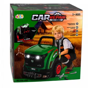 LEAN TOYS Ciągnik Małego Majsterkowicza do Rozkładania z Światłami, Dźwiękami i Parą