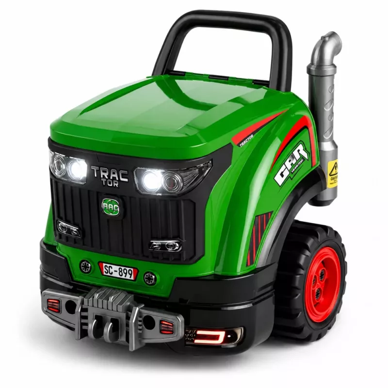 LEAN TOYS Ciągnik Małego Majsterkowicza do Rozkładania z Światłami, Dźwiękami i Parą