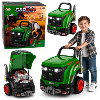 LEAN TOYS Ciągnik Małego Majsterkowicza do Rozkładania z Światłami, Dźwiękami i Parą