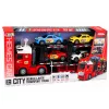 LEAN TOYS Lora Transporter Laweta z 4 Autami, Światła i Dźwięki – Zabawkowy Transporter Aut z Odczepianą Przyczepą