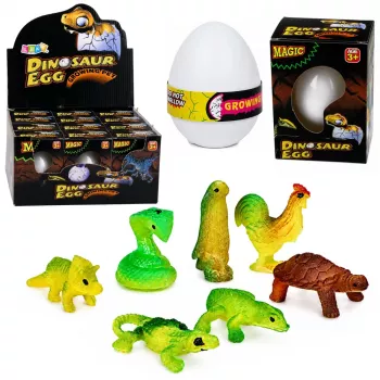 LEAN TOYS Magiczne jajko Wykluwający się dinozaur w wodzie Jajko Białe 6.5 cm
