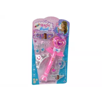 LEAN TOYS Magiczny zestaw księżniczek z bajek z interaktywną różdżką, światłem, dźwiękiem i funkcją projektora gwiazd