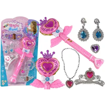 LEAN TOYS Magiczny zestaw księżniczek z bajek z interaktywną różdżką, światłem, dźwiękiem i funkcją projektora gwiazd