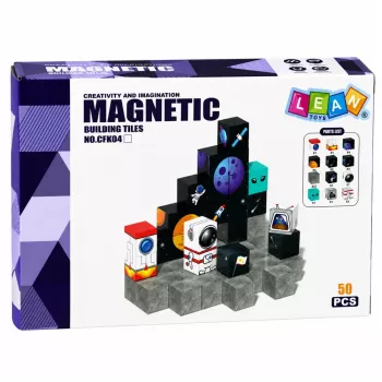 LEAN TOYS Magnetyczne Klocki Budowlane 50-elementowy Zestaw – 3D Pikselowe Kostki Jednorożec, ABS, Kreatywna Zabawka Konstrukcyjna