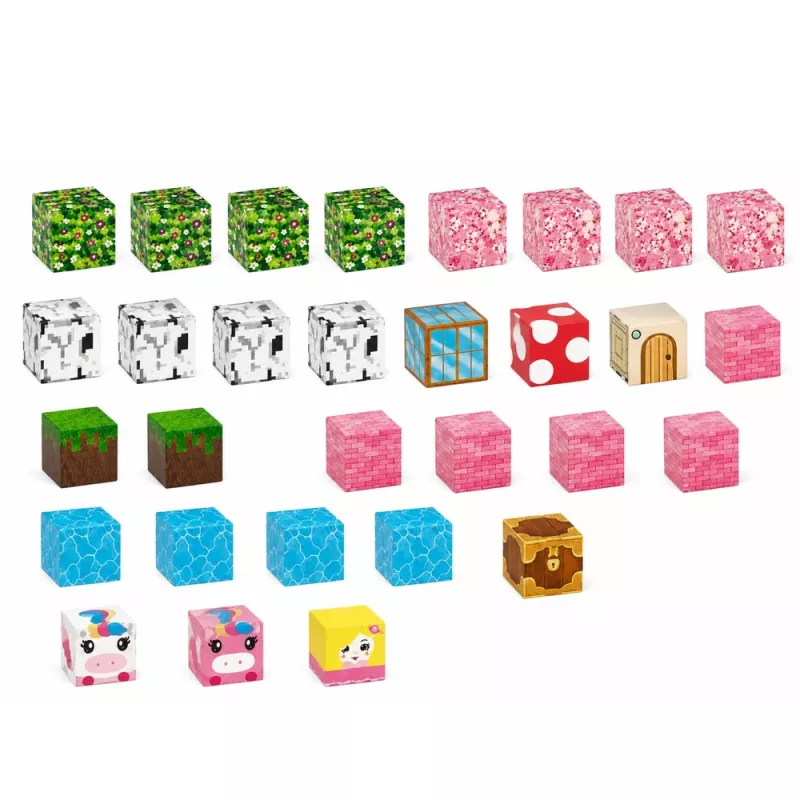 LEAN TOYS Magnetyczne Klocki Budowlane 50-elementowy Zestaw – 3D Pikselowe Kostki Jednorożec, ABS, Kreatywna Zabawka Konstrukcyjna