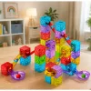 LEAN TOYS Magnetyczne Klocki Konstrukcyjne 60 szt. - Kolorowy Zestaw z Kulkami i Torami