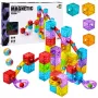 LEAN TOYS Magnetyczne Klocki Konstrukcyjne 60 szt. - Kolorowy Zestaw z Kulkami i Torami