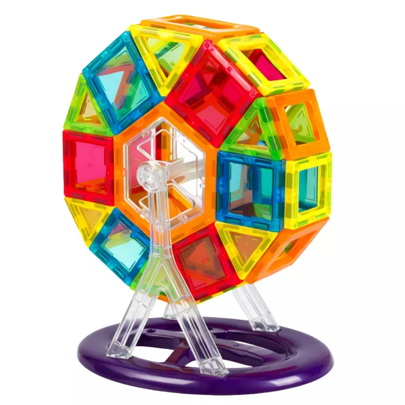 LEAN TOYS Zestaw Magnetycznych Klocków Konstrukcyjnych, 70 elementów – Edukacyjna zabawka STEM z silnymi magnesami neodymowymi, wielokolorowy plastik ABS, bezpieczna i trwała dla dzieci od 3 lat