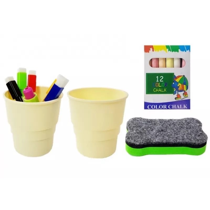 LEAN TOYS Magnetyczna Tablica Kredowa Niebieska Czerwona Akcesoria