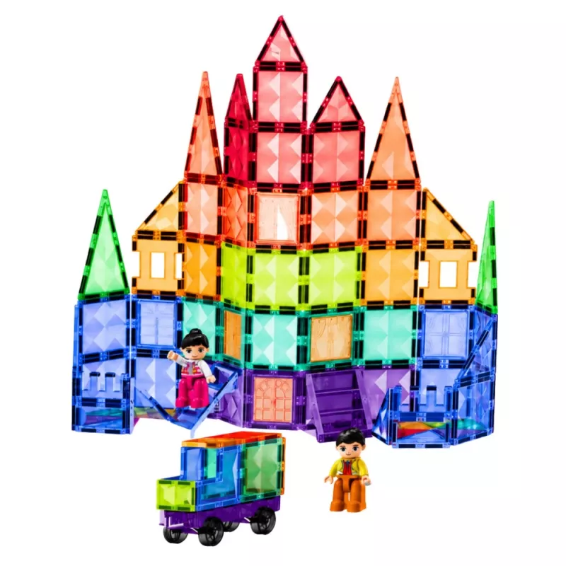 LEAN TOYS Magnetyczne Klocki Konstrukcyjne 3D Panele Kreatywne STEM Kolorowe 100 szt.