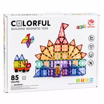 LEAN TOYS Magnetyczne Klocki Konstrukcyjne 3D Panele Kreatywne STEM Kolorowe 85 szt.