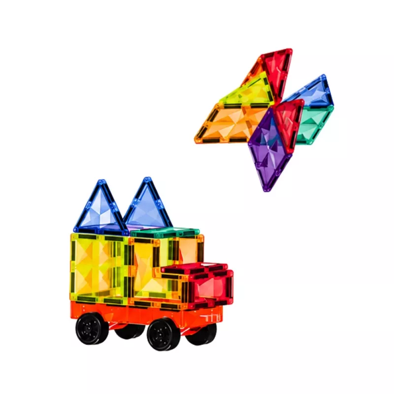 LEAN TOYS Magnetyczne Klocki Konstrukcyjne 3D Panele Kreatywne STEM Kolorowe 85 szt.