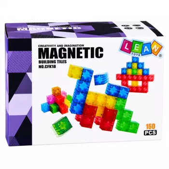 LEAN TOYS Magnetyczne Klocki Konstrukcyjne Kostki Kolorowe 3D Kostki 160 szt.