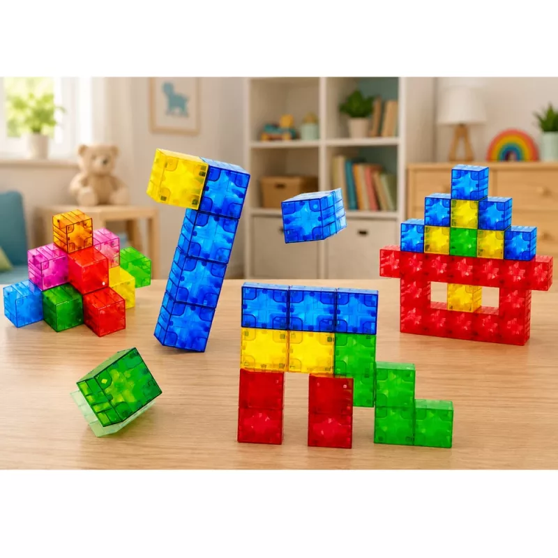 LEAN TOYS Magnetyczne Klocki Konstrukcyjne Kostki Kolorowe 3D Kostki 160 szt.