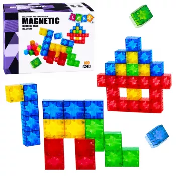 LEAN TOYS Magnetyczne Klocki Konstrukcyjne Kostki Kolorowe 3D Kostki 160 szt.
