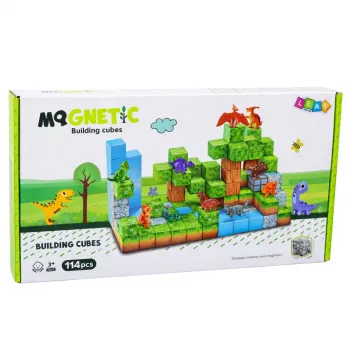 LEAN TOYS Magnetyczne Klocki Konstrukcyjne Kostki Kwadratowe Świat 3D 114 elementów