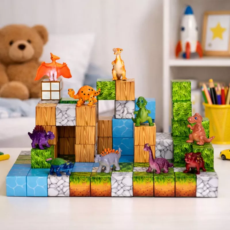 LEAN TOYS Magnetyczne Klocki Konstrukcyjne Kostki Kwadratowe Świat 3D 114 elementów