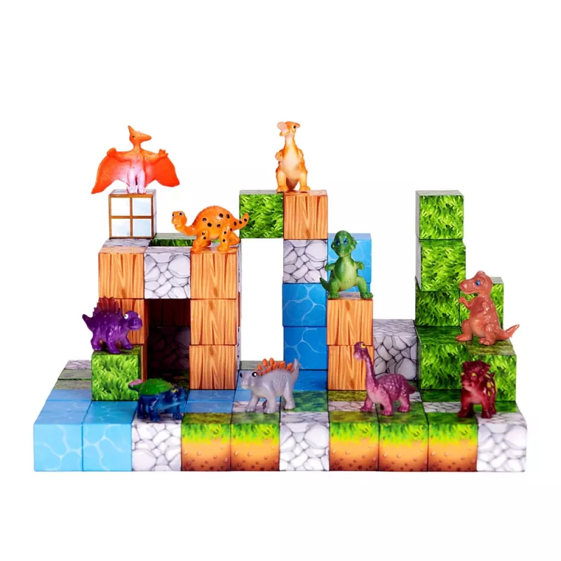 LEAN TOYS Magnetyczne Klocki Konstrukcyjne Kostki Kwadratowe Świat 3D 114 elementów