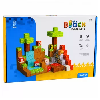 LEAN TOYS Magnetyczne Klocki Konstrukcyjne Pixel World Kolorowe Kostki 146 szt.
