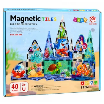 LEAN TOYS Magnetyczne Klocki Konstrukcyjne Zwierzęta Morskie Ocean 40 szt.