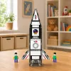 LEAN TOYS Magnetyczne Klocki Konstrukcyjne Rakieta Kosmiczna z Figurkami 26 szt.