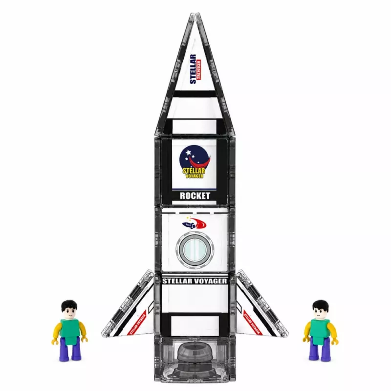 LEAN TOYS Magnetyczne Klocki Konstrukcyjne Rakieta Kosmiczna z Figurkami 26 szt.