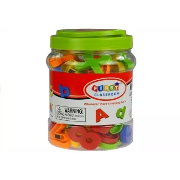 LEAN TOYS Magnetyczne litery i cyfry w słoiku – 78-elementowy zestaw alfabetu i matematyki dla dzieci 3+