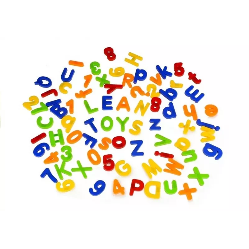LEAN TOYS Magnetyczne litery i cyfry w słoiku – 78-elementowy zestaw alfabetu i matematyki dla dzieci 3+